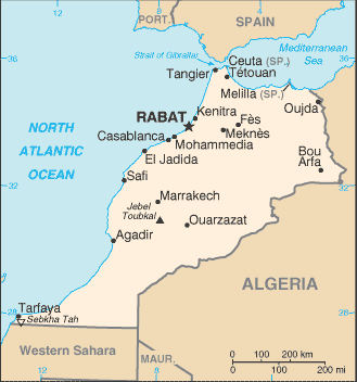 Morocco map (World Factbook)
