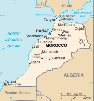 Morocco map (World Factbook, modified)