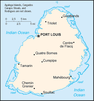 Mauritius map (World Factbook)