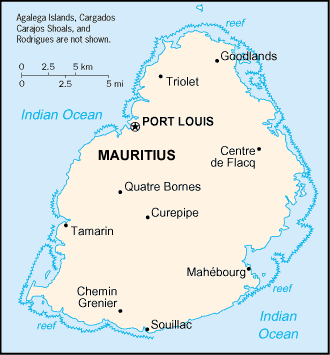 Mauritius map (World Factbook, modified) - Click Image to Close