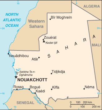 Mauritania map (World Factbook)