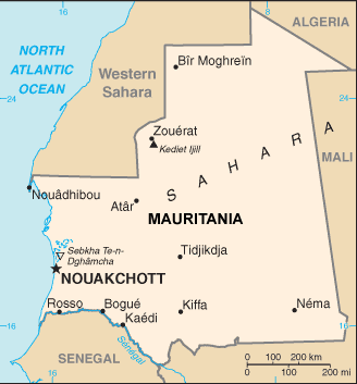 Mauritania map (World Factbook, modified) - Click Image to Close