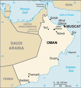 Oman map (World Factbook, modified) - Click Image to Close