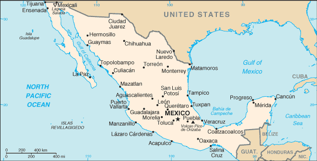 Mexico map (World Factbook)