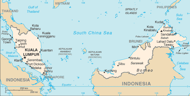 Malaysia map (World Factbook)