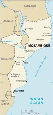 Mozambique map (World Factbook, modified)