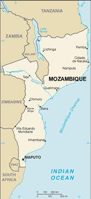 Mozambique map (World Factbook, modified) - Click Image to Close