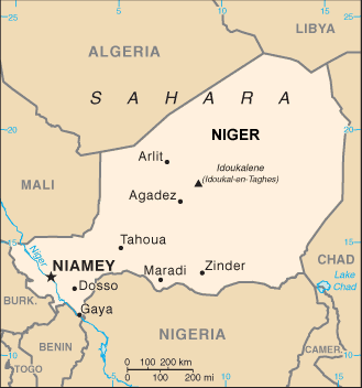 Niger map (World Factbook, modified)