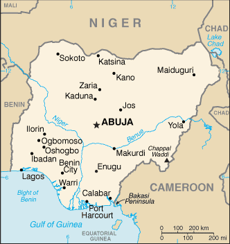 Nigeria map (World Factbook)