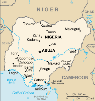 Nigeria map (World Factbook, modified)