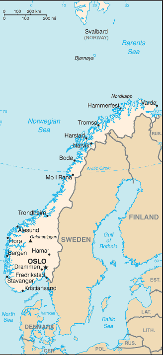 Norway map (World Factbook) - Click Image to Close