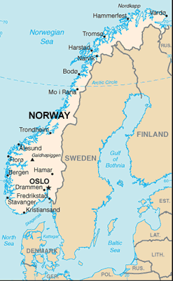 Norway map (World Factbook, modified) - Click Image to Close