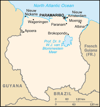 Suriname map (World Factbook)