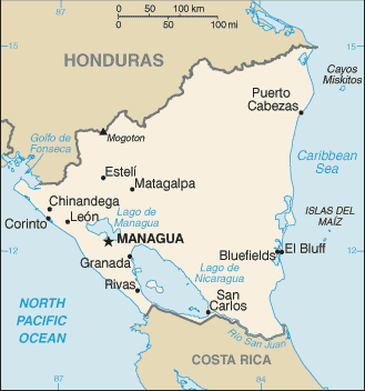 Nicaragua map (World Factbook) - Click Image to Close