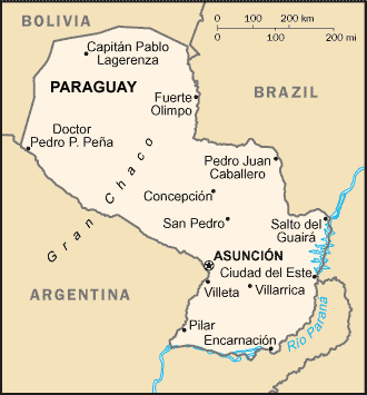 Paraguay map (World Factbook, modified)