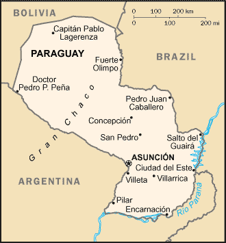 Paraguay map (World Factbook, modified) - Click Image to Close