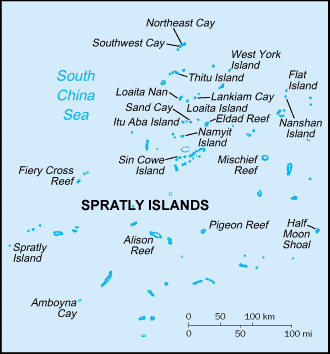 Spratly Islands map (World Factbook, modified) - Click Image to Close