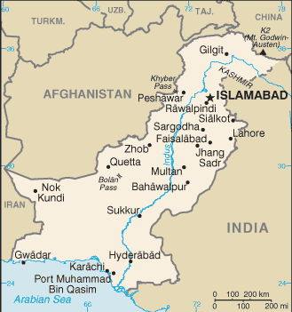 Pakistan map (World Factbook)