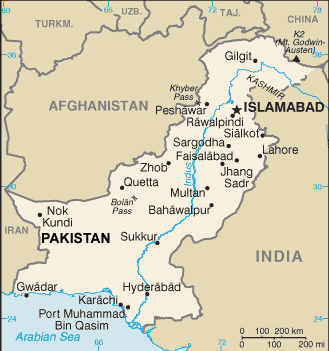 Pakistan map (World Factbook, modified)