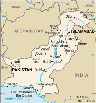 Pakistan map (World Factbook, modified) - Click Image to Close