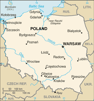Poland map (World Factbook, modified)