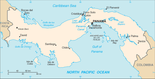 Panama map (World Factbook)
