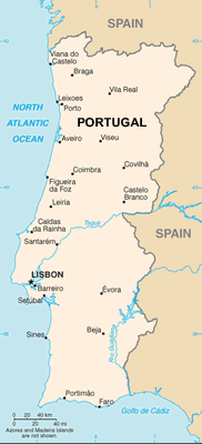 Portugal map (World Factbook, modified) - Click Image to Close