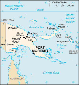 Papua New Guinea map (World Factbook)