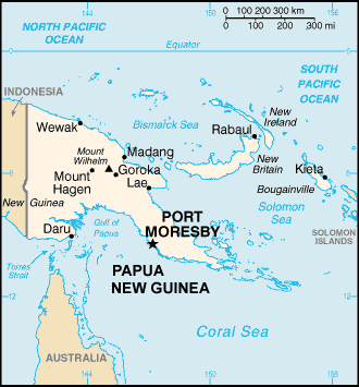 Papua New Guinea map (World Factbook, modified)