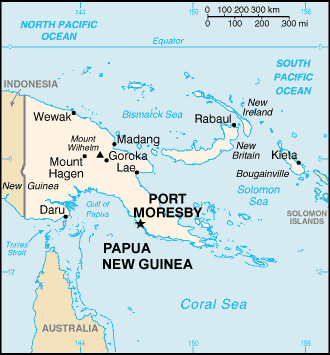 Papua New Guinea map (World Factbook, modified) - Click Image to Close