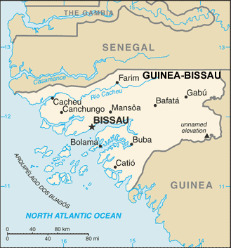 Guinea-Bissau map (World Factbook, modified) - Click Image to Close