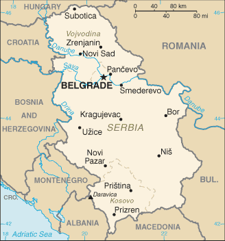 Serbia map (World Factbook, modified)