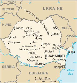 Romania map (World Factbook)