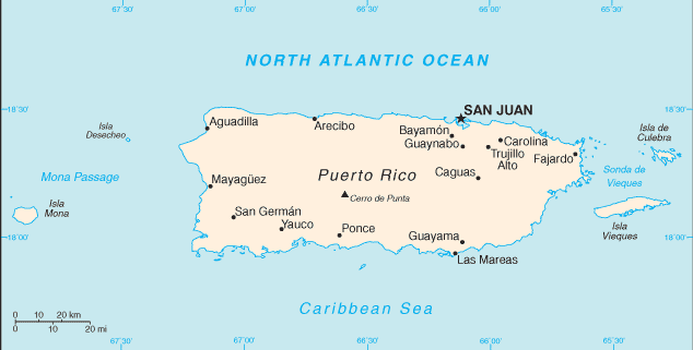 Puerto Rico map (World Factbook)
