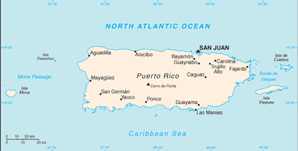 Puerto Rico map (World Factbook, modified) - Click Image to Close