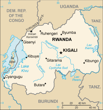 Rwanda map (World Factbook, modified) - Click Image to Close