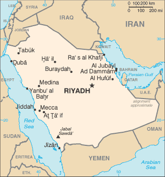 Saudi Arabia map (World Factbook)
