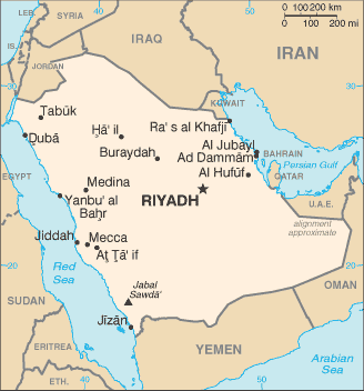 Saudi Arabia map (World Factbook) - Click Image to Close