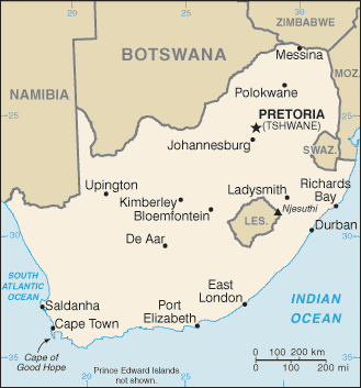 South Africa map (World Factbook)