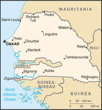 Senegal map (World Factbook)