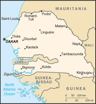 Senegal map (World Factbook) - Click Image to Close