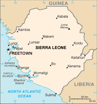 Sierra Leone map (World Factbook, modified)