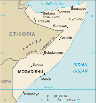 Somalia map (World Factbook)