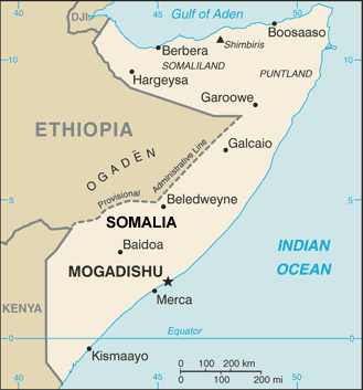 Somalia map (World Factbook, modified)