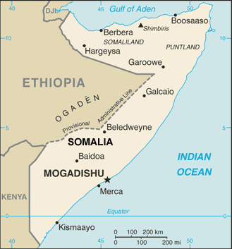 Somalia map (World Factbook, modified) - Click Image to Close