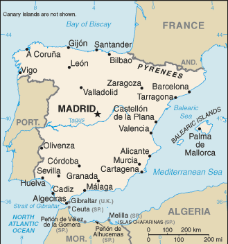 Spain map (World Factbook) - Click Image to Close