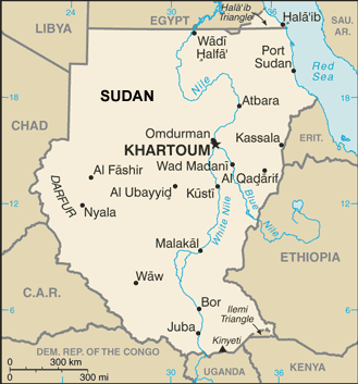Sudan map (World Factbook, modified)