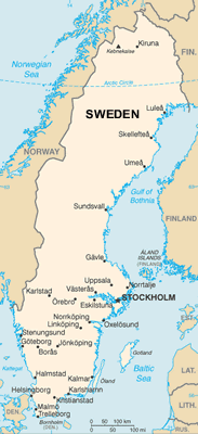 Sweden map (World Factbook, modified)