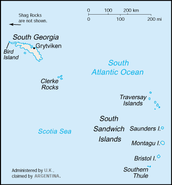 South Georgia and the South Sandwich Islands map (World Factbook