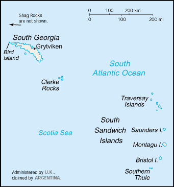 South Georgia and the South Sandwich Islands map (World Factbook - Click Image to Close